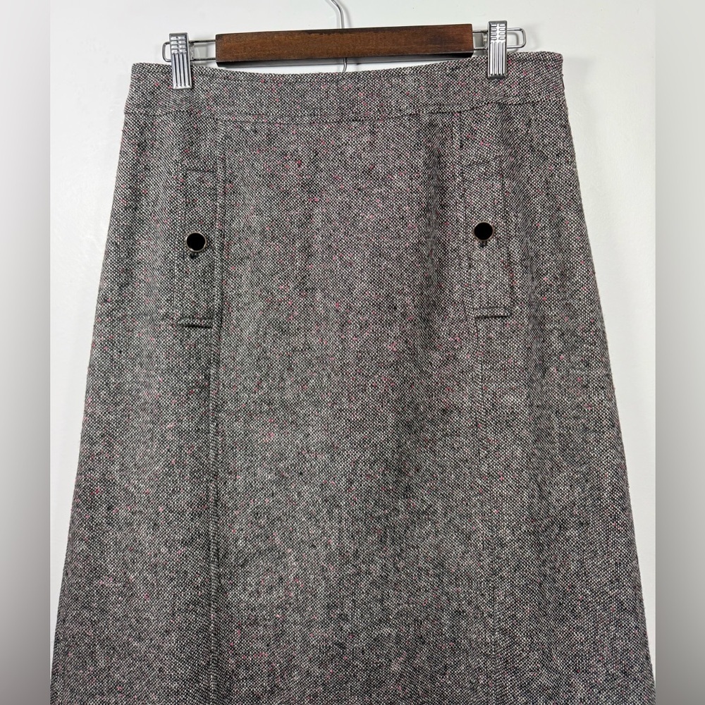 Talbots Size 6 Gray and Pink Tweed A-Line Skirt
